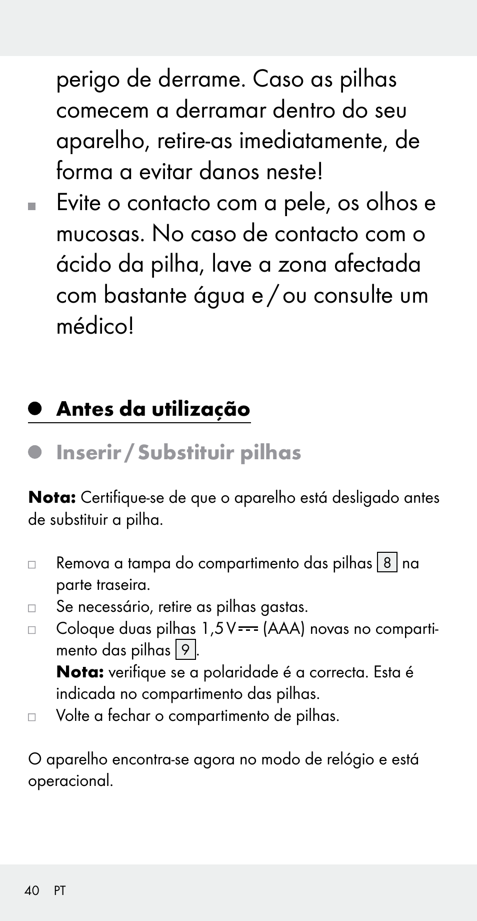 Antes da utilização inserir / substituir pilhas | Silvercrest Z31183 User Manual | Page 40 / 78