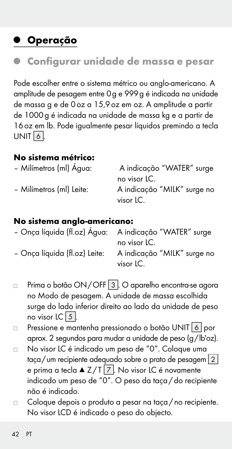 Operação configurar unidade de massa e pesar | Silvercrest Z31183 User Manual | Page 42 / 78