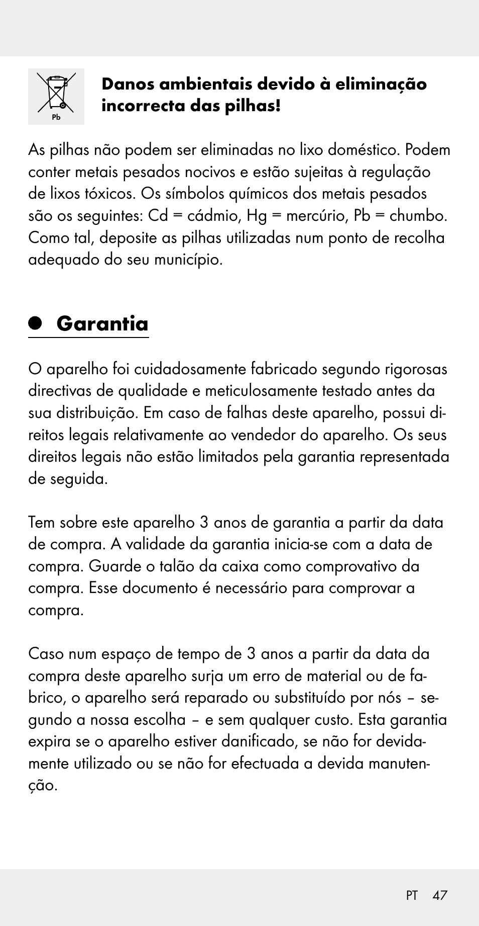 Garantia | Silvercrest Z31183 User Manual | Page 47 / 78
