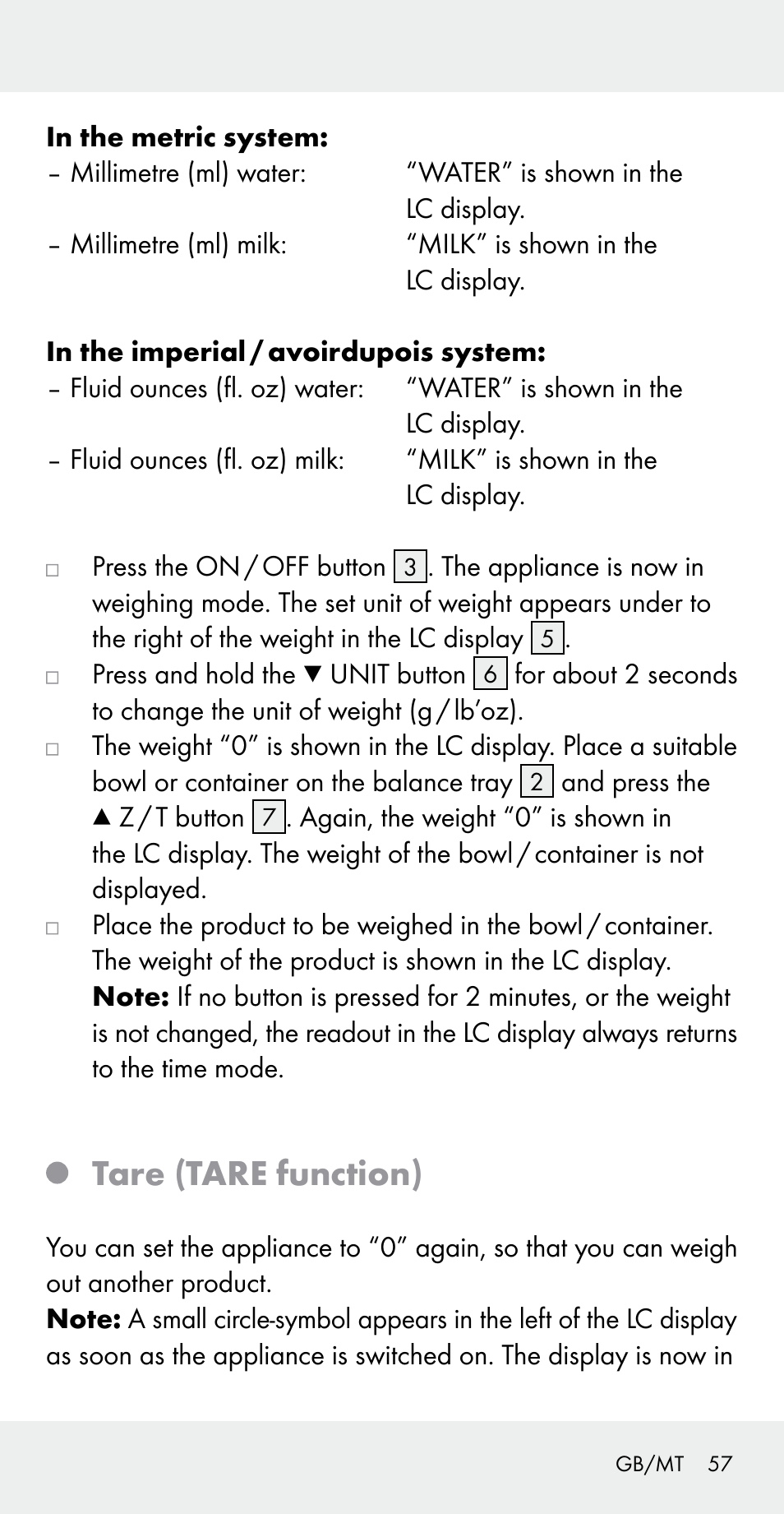 Tare (tare function) | Silvercrest Z31183 User Manual | Page 57 / 78