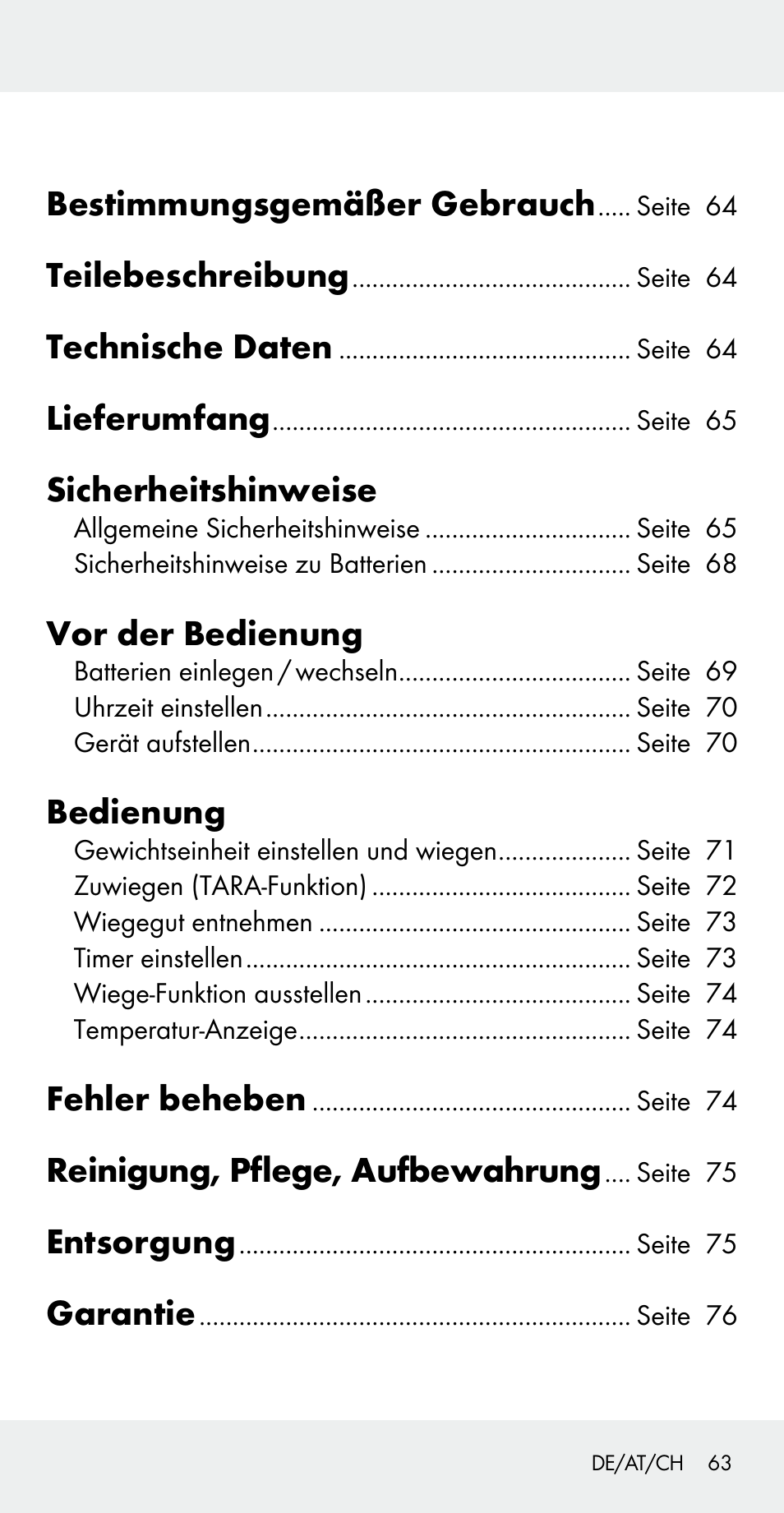 Bestimmungsgemäßer gebrauch, Teilebeschreibung, Technische daten | Lieferumfang, Sicherheitshinweise, Vor der bedienung, Bedienung, Fehler beheben, Reinigung, pflege, aufbewahrung, Entsorgung | Silvercrest Z31183 User Manual | Page 63 / 78