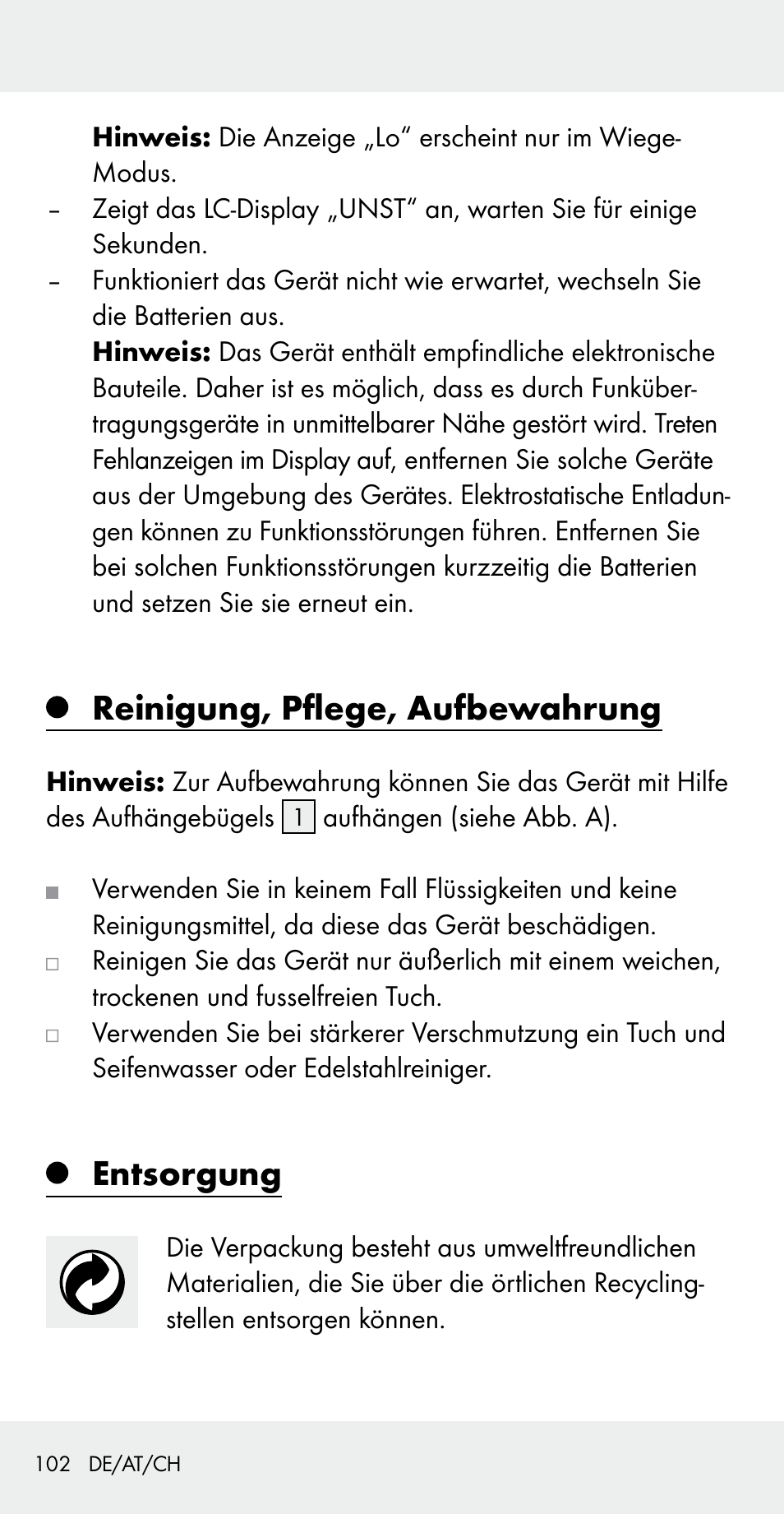 Reinigung, pflege, aufbewahrung, Entsorgung | Silvercrest Z31183 User Manual | Page 102 / 105