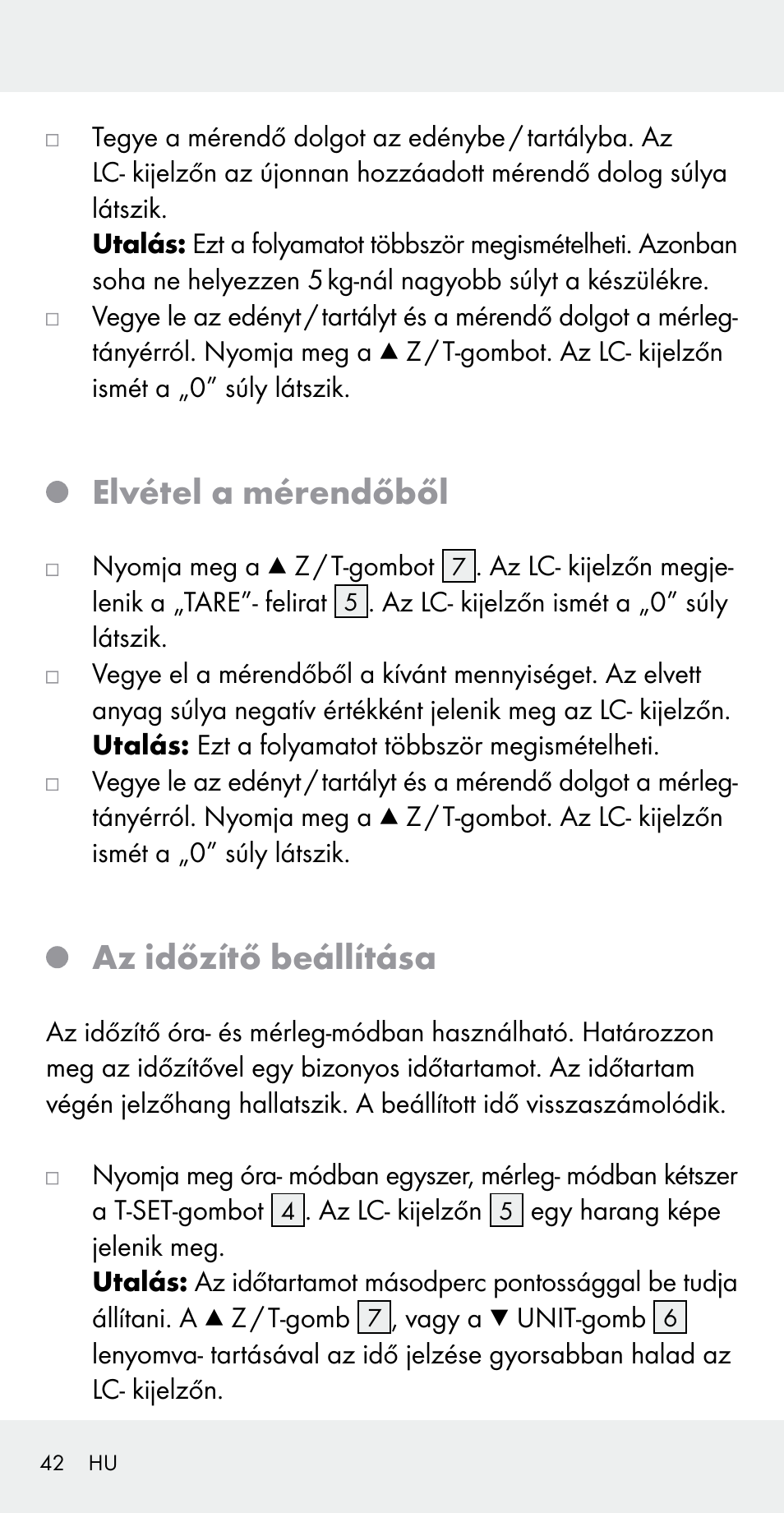 Elvétel a mérendőből, Az időzítő beállítása | Silvercrest Z31183 User Manual | Page 42 / 105