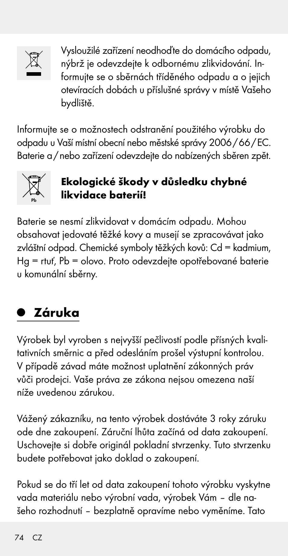 Záruka | Silvercrest Z31183 User Manual | Page 74 / 105
