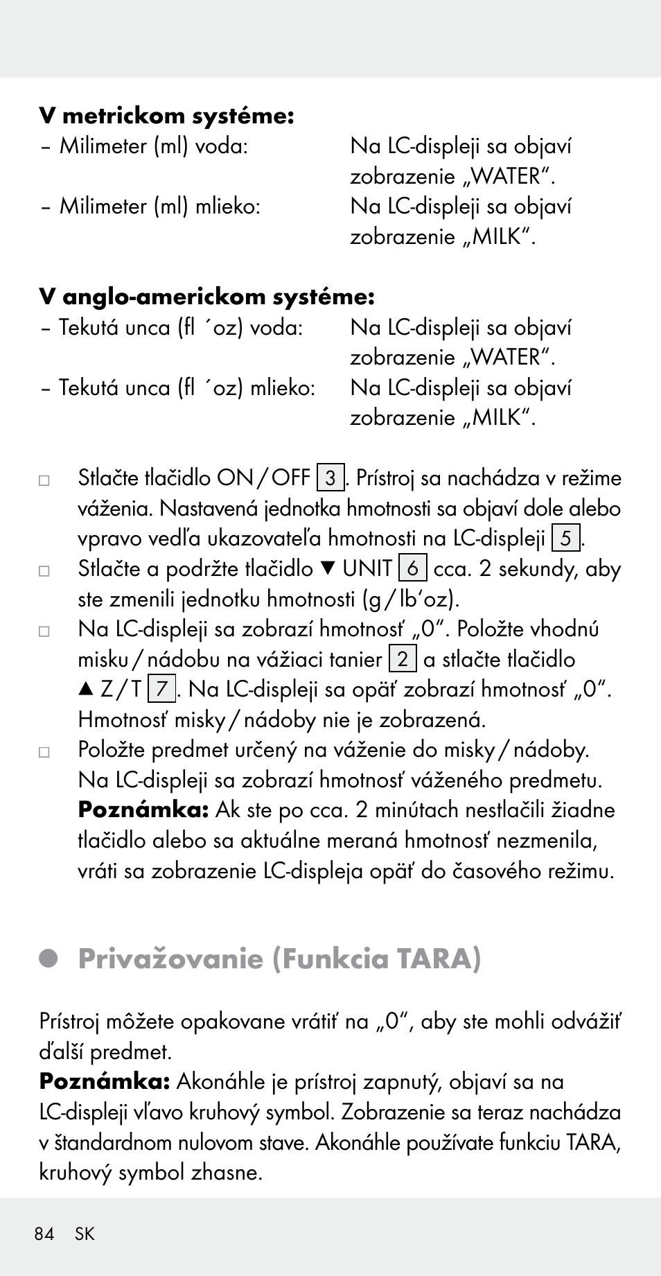 Privažovanie (funkcia tara) | Silvercrest Z31183 User Manual | Page 84 / 105