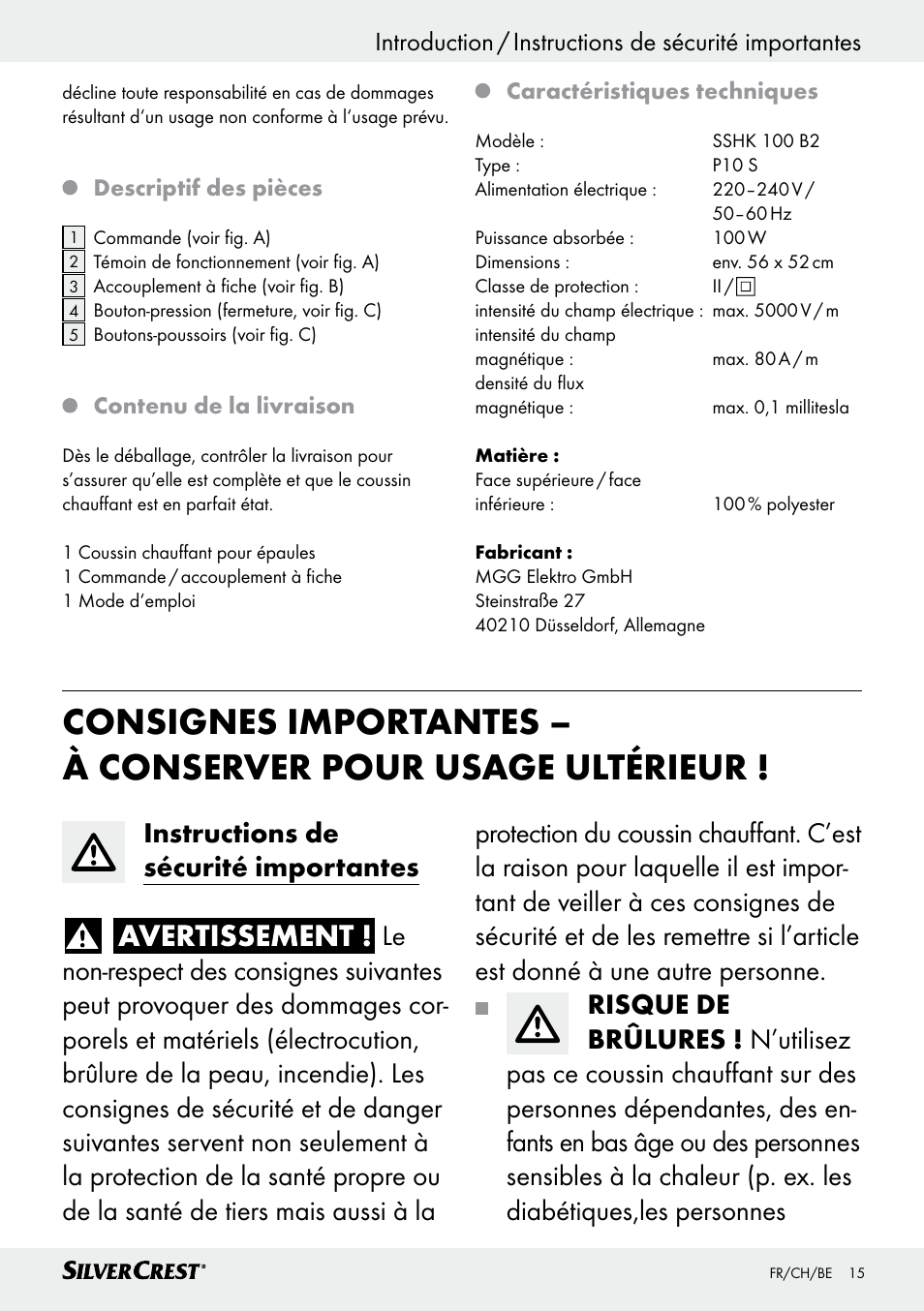 Silvercrest SSHK 100 B2 User Manual | Page 15 / 47