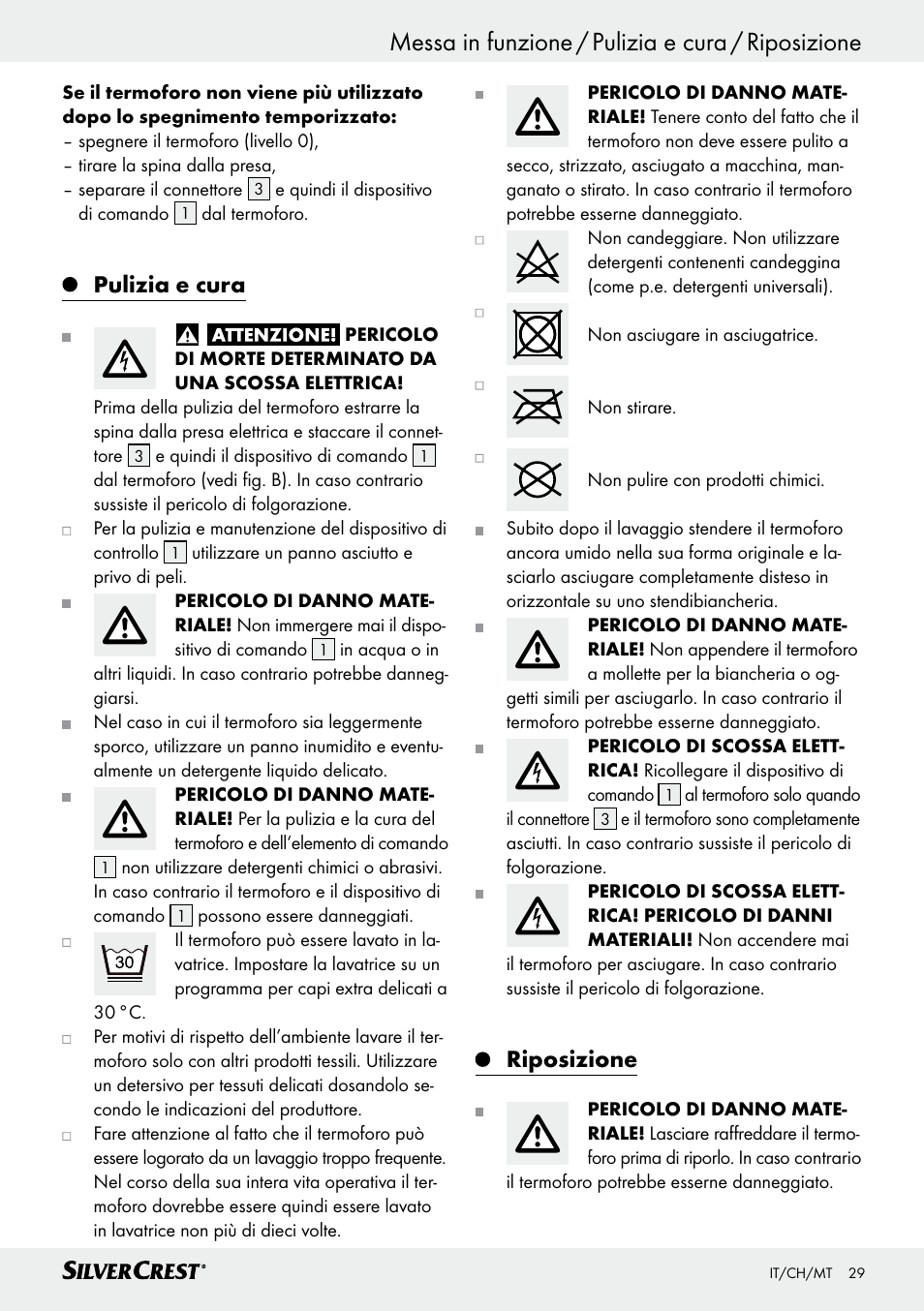 Pulizia e cura, Riposizione | Silvercrest SSHK 100 B2 User Manual | Page 29 / 47