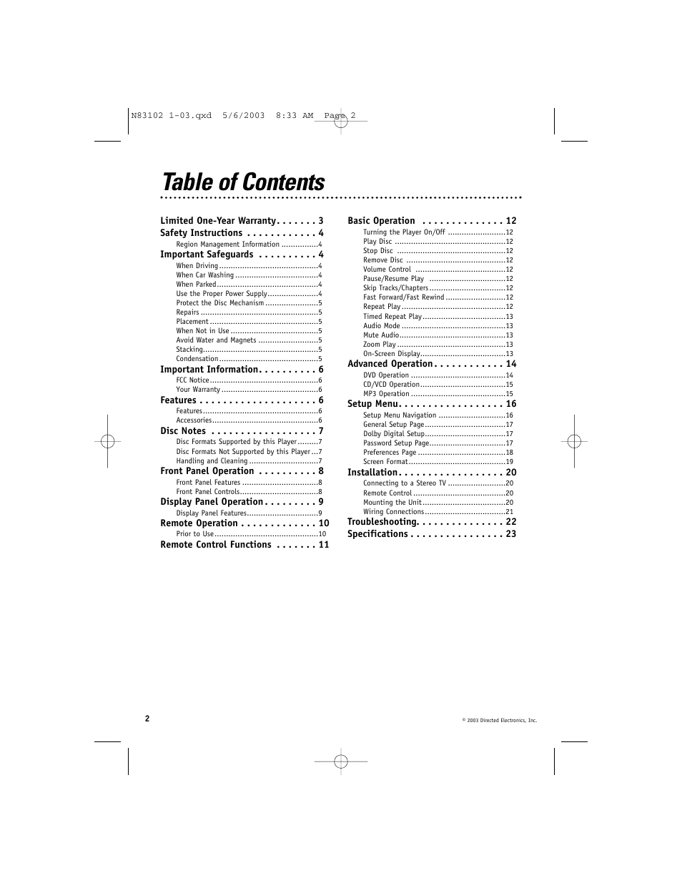 Directed Video DV1700 User Manual | Page 2 / 24