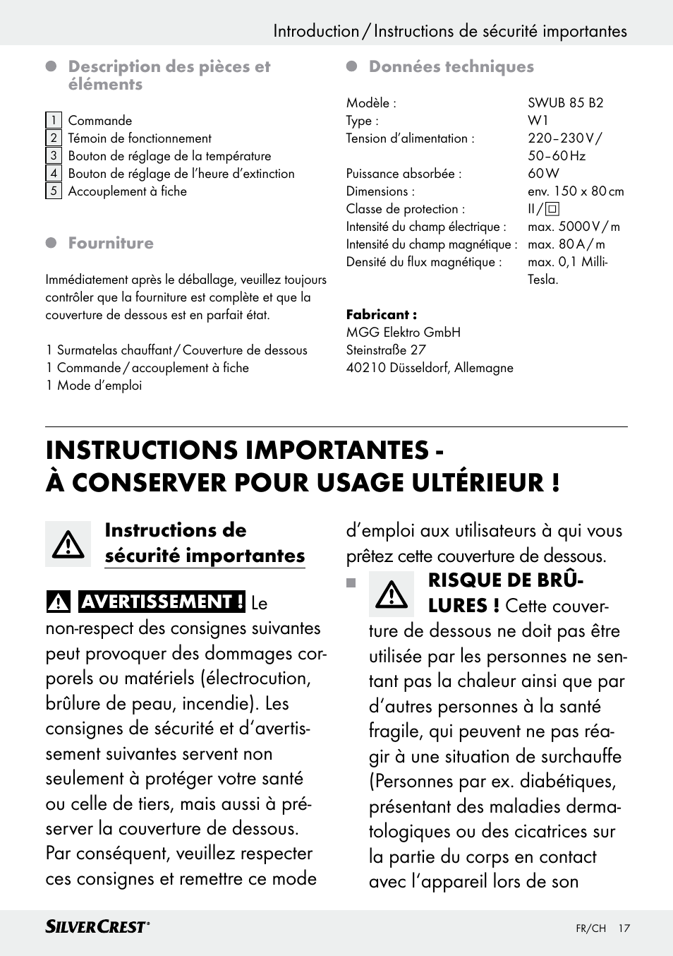 Silvercrest SWUB 85 B2 User Manual | Page 17 / 57