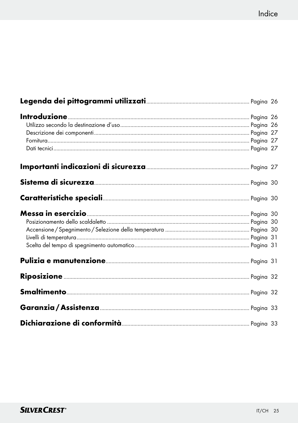 Indice | Silvercrest SWUB 85 B2 User Manual | Page 25 / 57