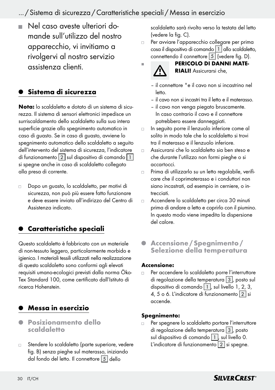 Sistema di sicurezza, Caratteristiche speciali | Silvercrest SWUB 85 B2 User Manual | Page 30 / 57