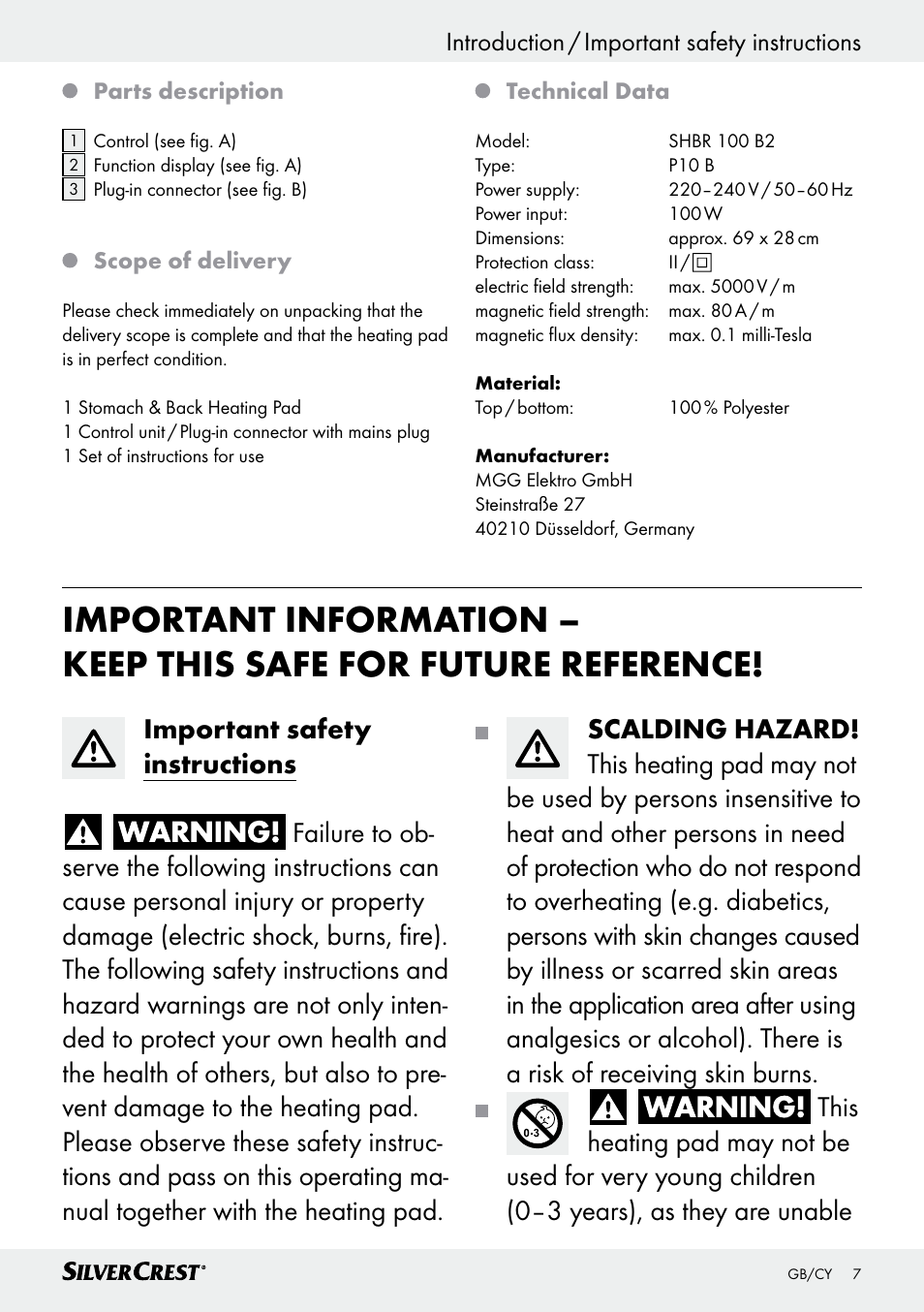 Silvercrest SHBR 100 B2 User Manual | Page 7 / 25