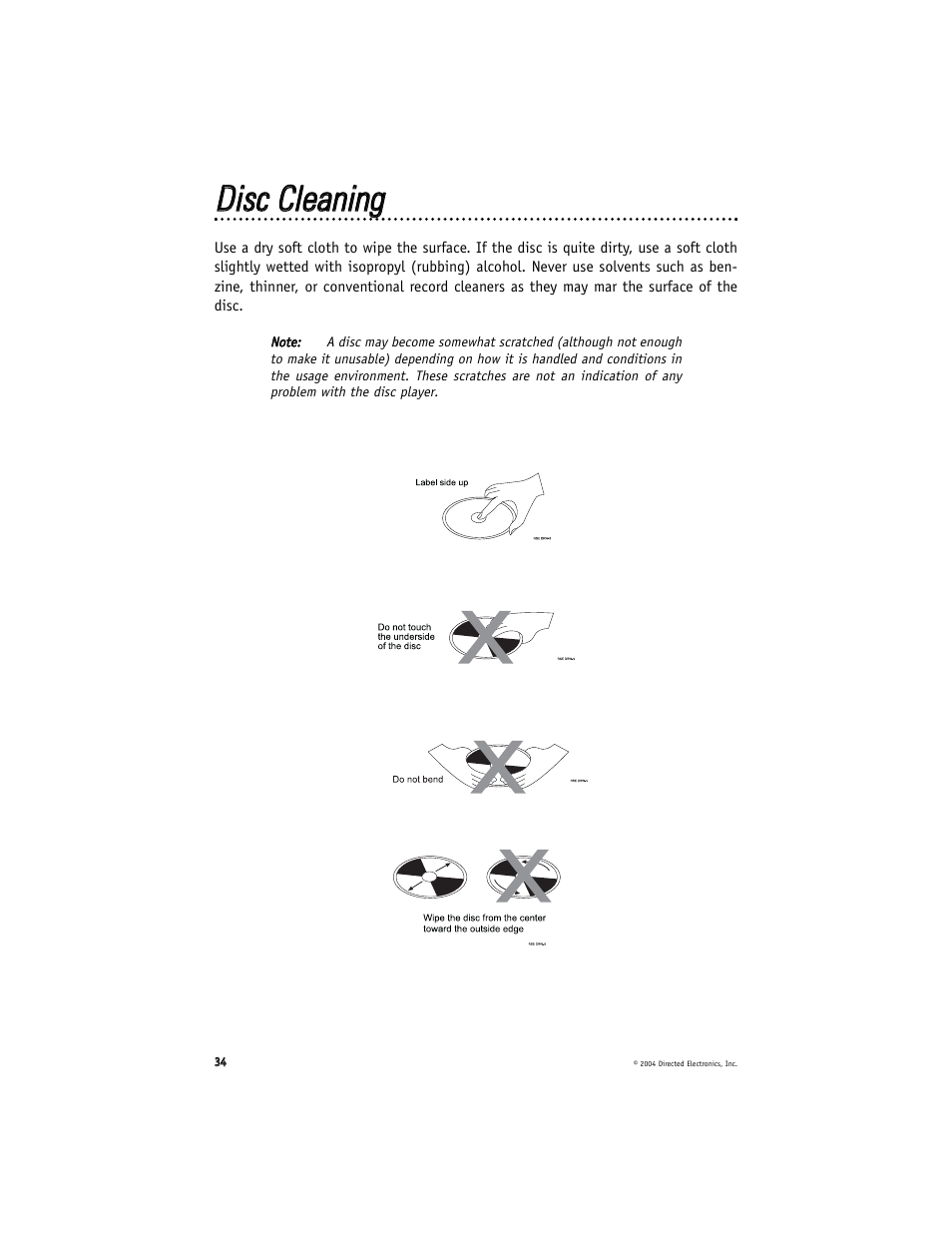 Ddiisscc c clleeaanniinngg | Directed Video DV2602 User Manual | Page 34 / 36