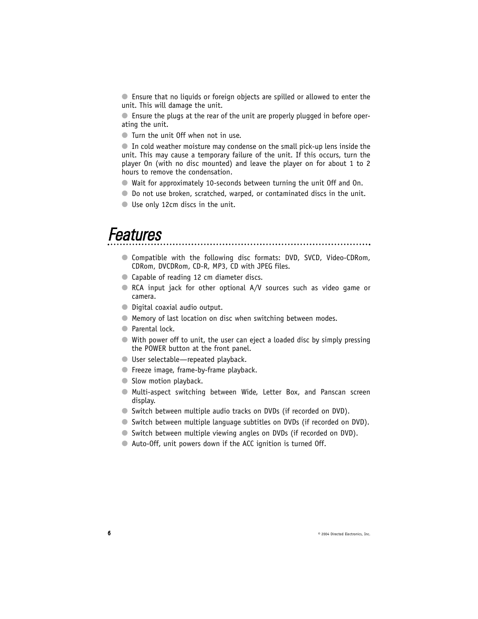 Ffeeaattuurreess | Directed Video DV2602 User Manual | Page 6 / 36