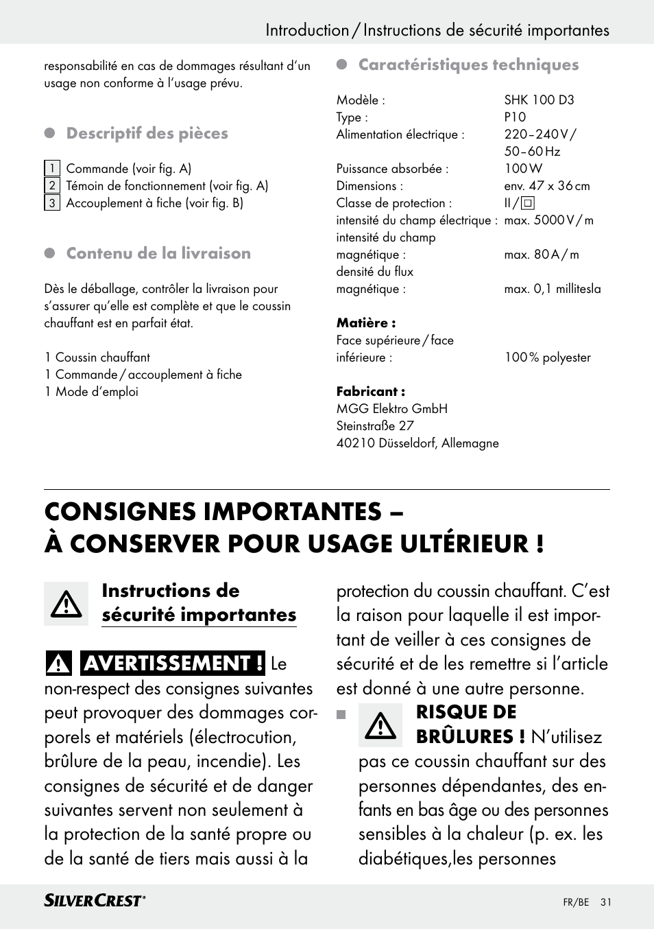 Silvercrest SHK 100 D3 User Manual | Page 31 / 54