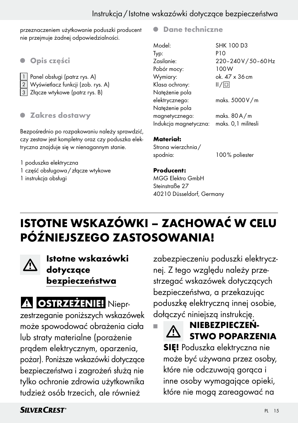 Silvercrest SHK 100 D3 User Manual | Page 15 / 54