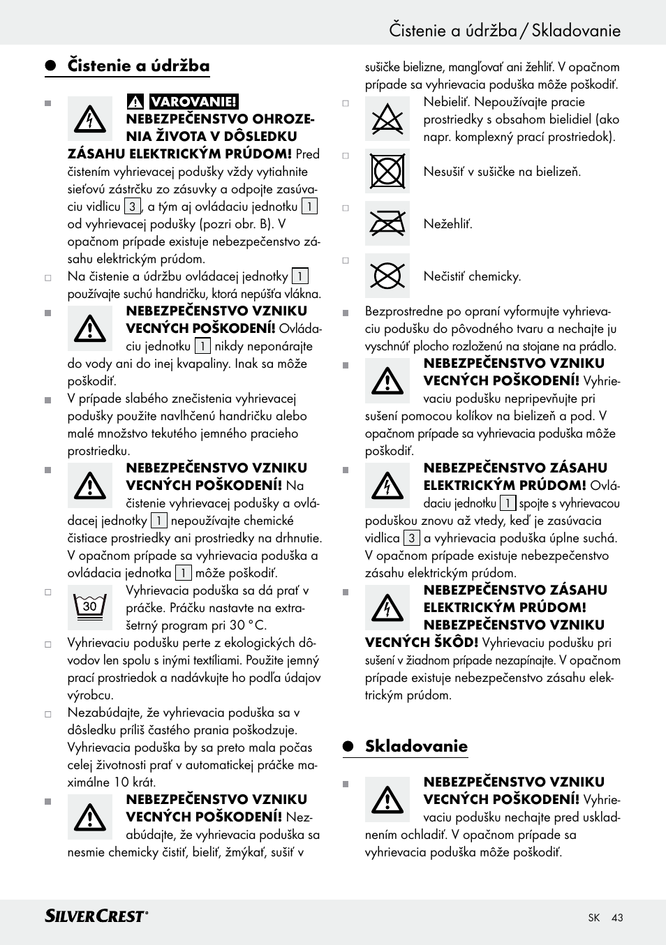 Čistenie a údržba, Skladovanie | Silvercrest SHK 100 D3 User Manual | Page 43 / 54