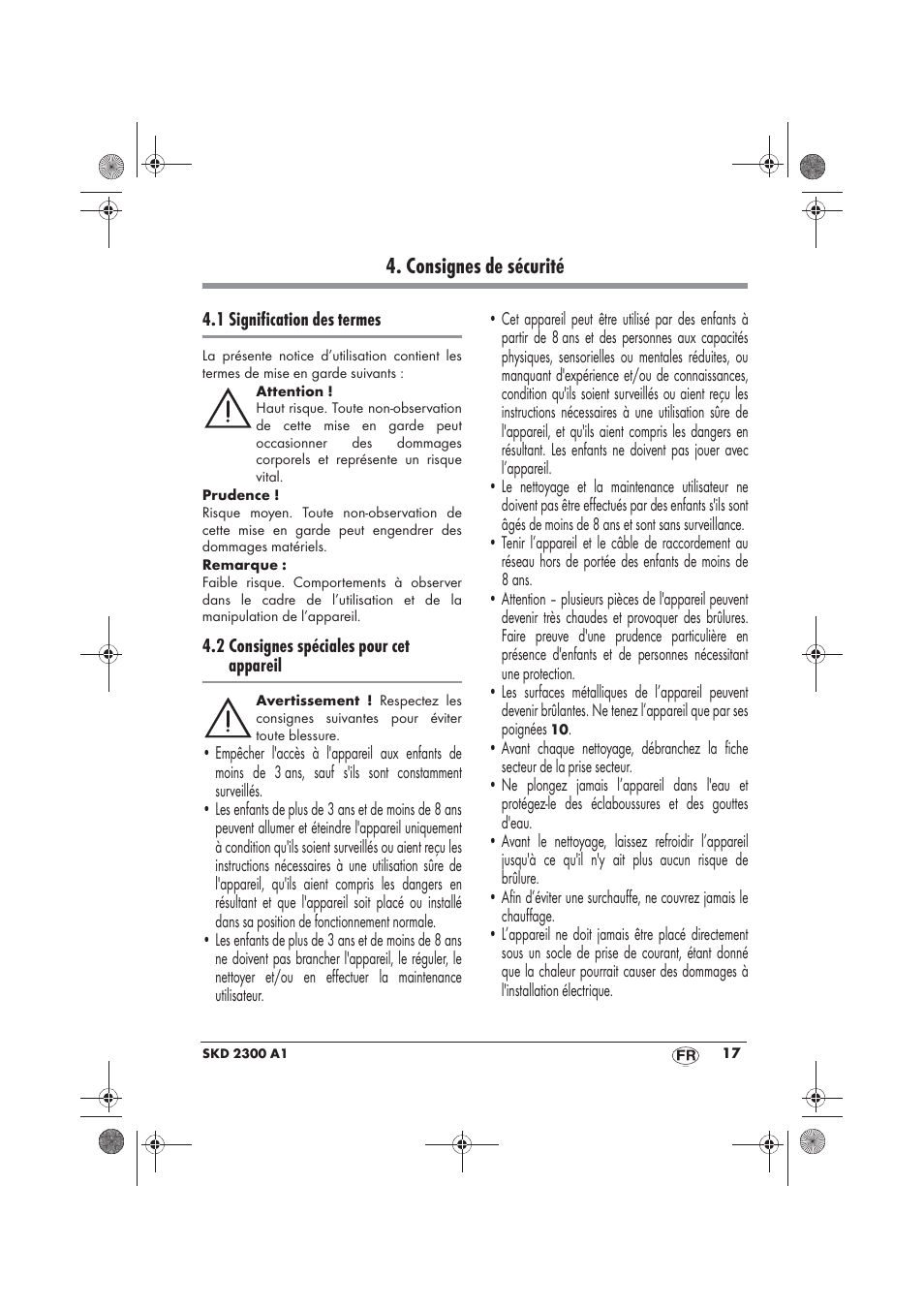 Consignes de sécurité | Silvercrest SKD 2300 A1 User Manual | Page 19 / 54