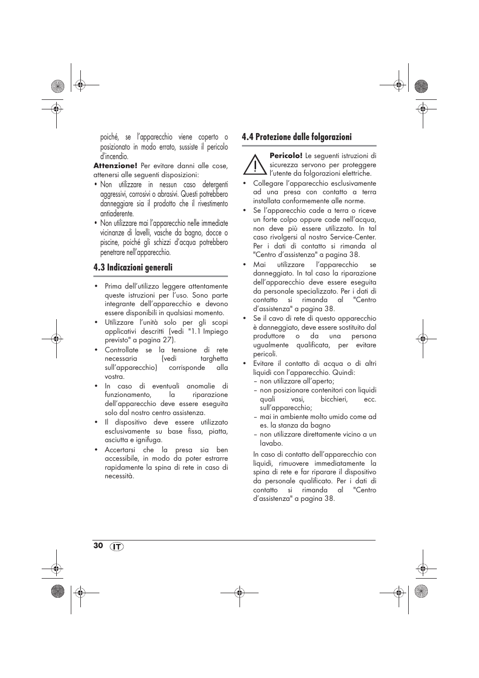 3 indicazioni generali, 4 protezione dalle folgorazioni | Silvercrest SKD 2300 A1 User Manual | Page 32 / 54