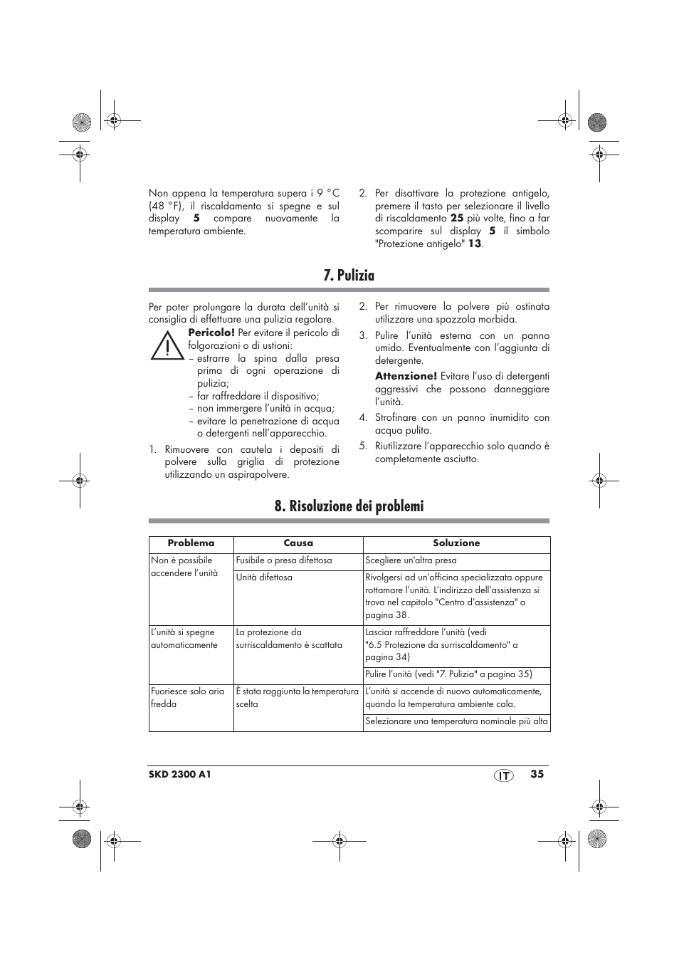 Pulizia, Risoluzione dei problemi | Silvercrest SKD 2300 A1 User Manual | Page 37 / 54