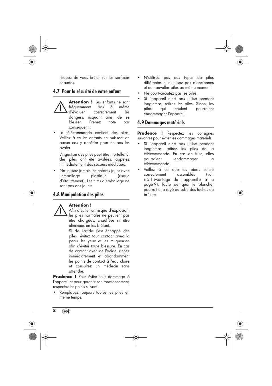7 pour la sécurité de votre enfant, 8 manipulation des piles, 9 dommages matériels | Silvercrest SKD 2300 A1 User Manual | Page 10 / 54