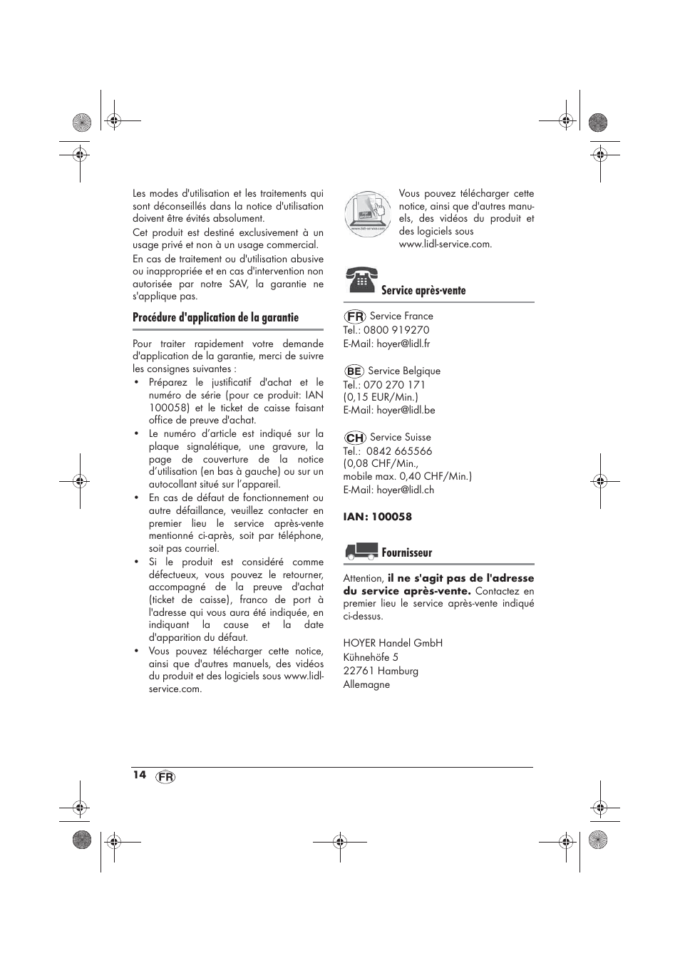 Procédure d'application de la garantie, Service après-vente, Fournisseur | Silvercrest SKD 2300 A1 User Manual | Page 16 / 54