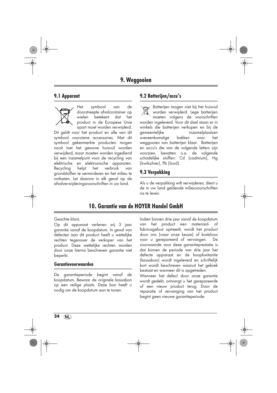 Weggooien, Garantie van de hoyer handel gmbh | Silvercrest SKD 2300 A1 User Manual | Page 26 / 54