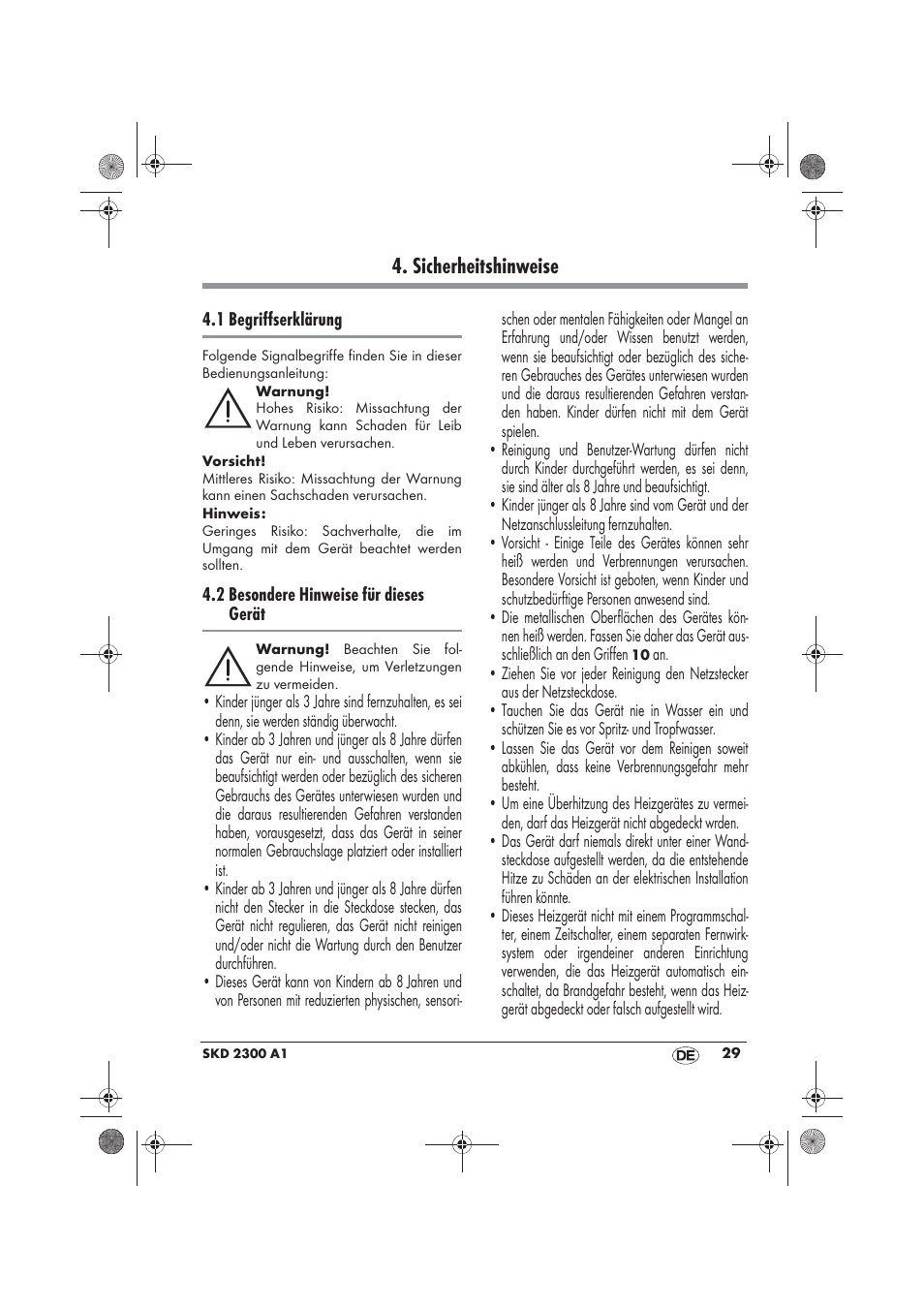 Sicherheitshinweise | Silvercrest SKD 2300 A1 User Manual | Page 31 / 54