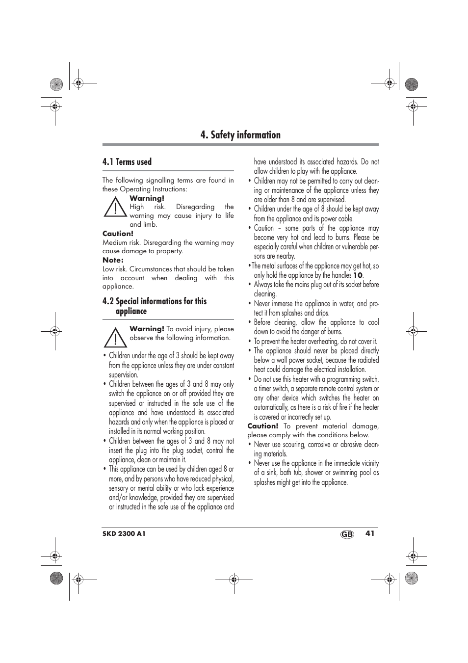 Safety information | Silvercrest SKD 2300 A1 User Manual | Page 43 / 54