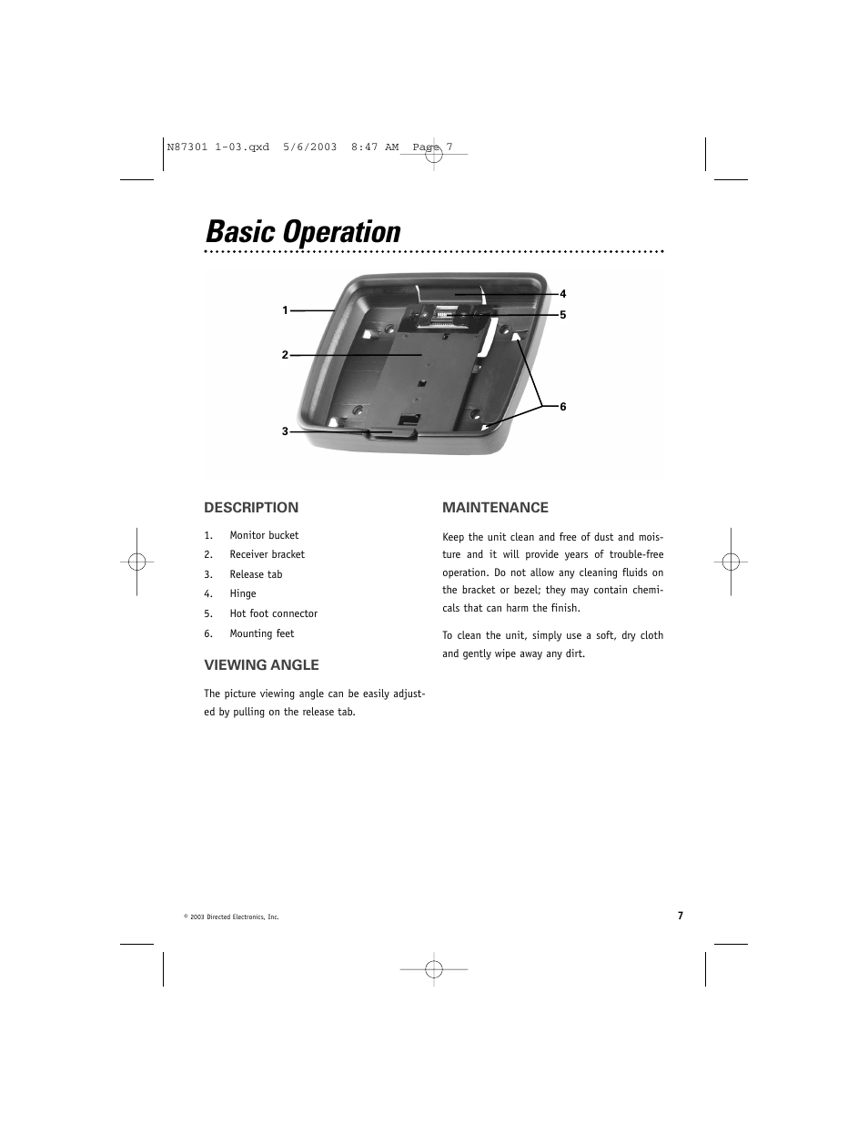 Basic operation | Directed Video HRB100 User Manual | Page 7 / 12