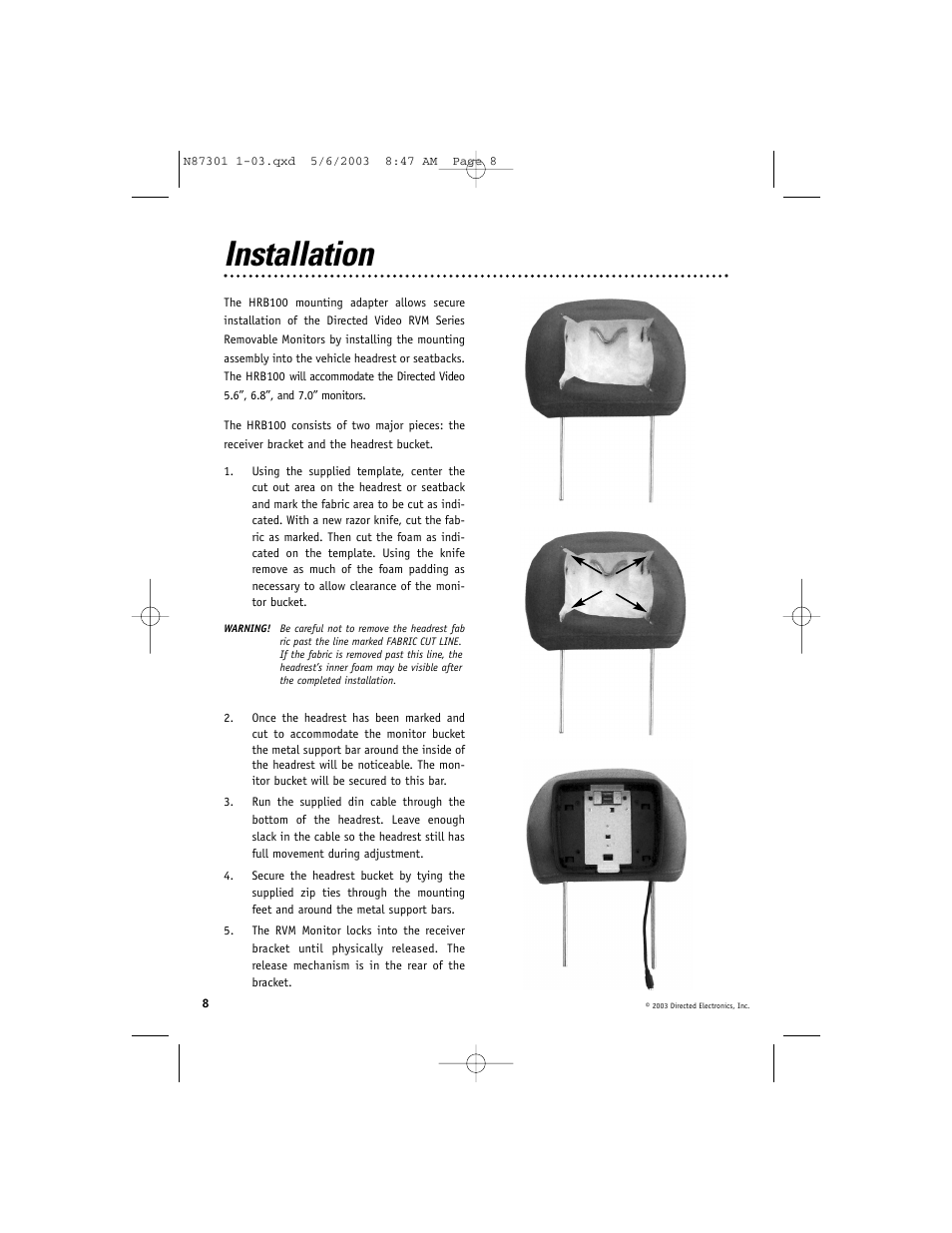 Installation | Directed Video HRB100 User Manual | Page 8 / 12
