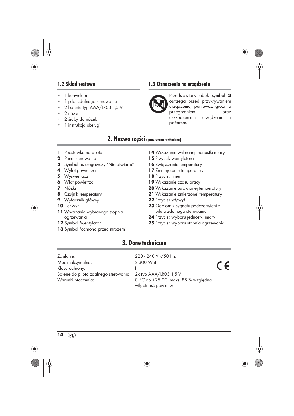 Nazwa części, Dane techniczne, 2 skład zestawu | 3 oznaczenia na urządzeniu | Silvercrest SKD 2300 A1 User Manual | Page 16 / 86