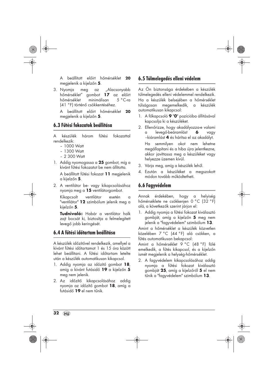 3 fűtési fokozatok beállítása, 4 a fűtési időtartam beállítása, 5 túlmelegedés elleni védelem | 6 fagyvédelem | Silvercrest SKD 2300 A1 User Manual | Page 34 / 86