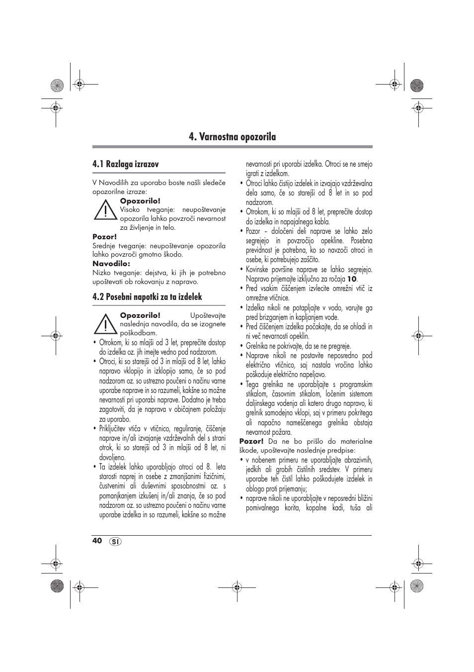 Varnostna opozorila | Silvercrest SKD 2300 A1 User Manual | Page 42 / 86
