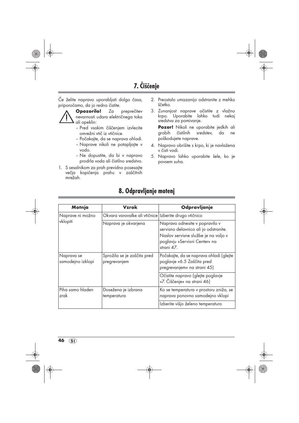 Čiščenje, Odpravljanje motenj | Silvercrest SKD 2300 A1 User Manual | Page 48 / 86