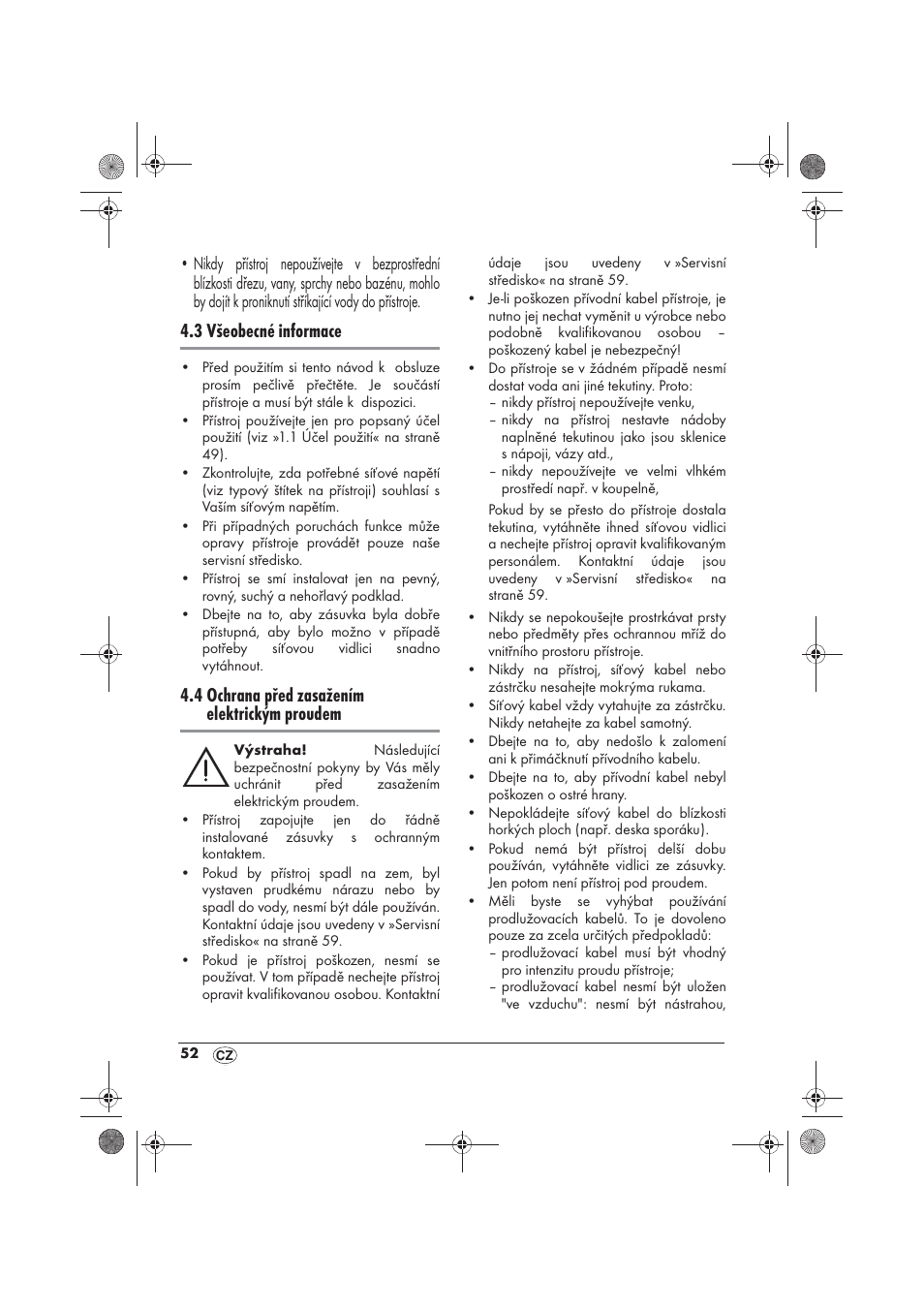 3 všeobecné informace, 4 ochrana před zasažením elektrickým proudem | Silvercrest SKD 2300 A1 User Manual | Page 54 / 86