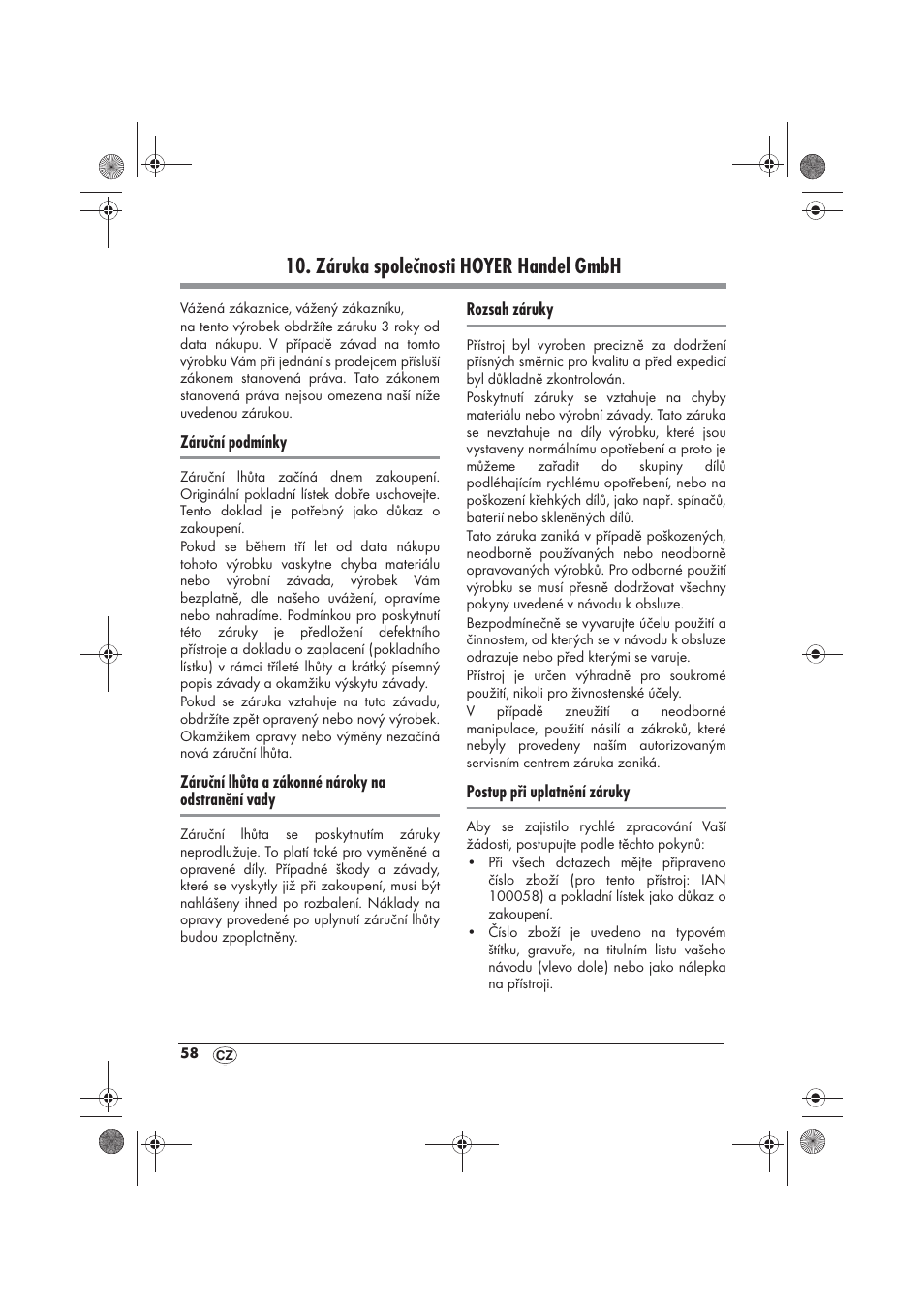 Záruka společnosti hoyer handel gmbh | Silvercrest SKD 2300 A1 User Manual | Page 60 / 86