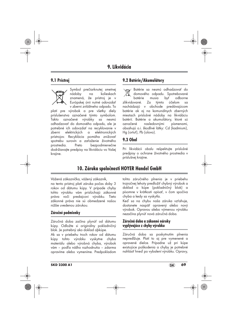 Likvidácia, Záruka spoločnosti hoyer handel gmbh | Silvercrest SKD 2300 A1 User Manual | Page 71 / 86