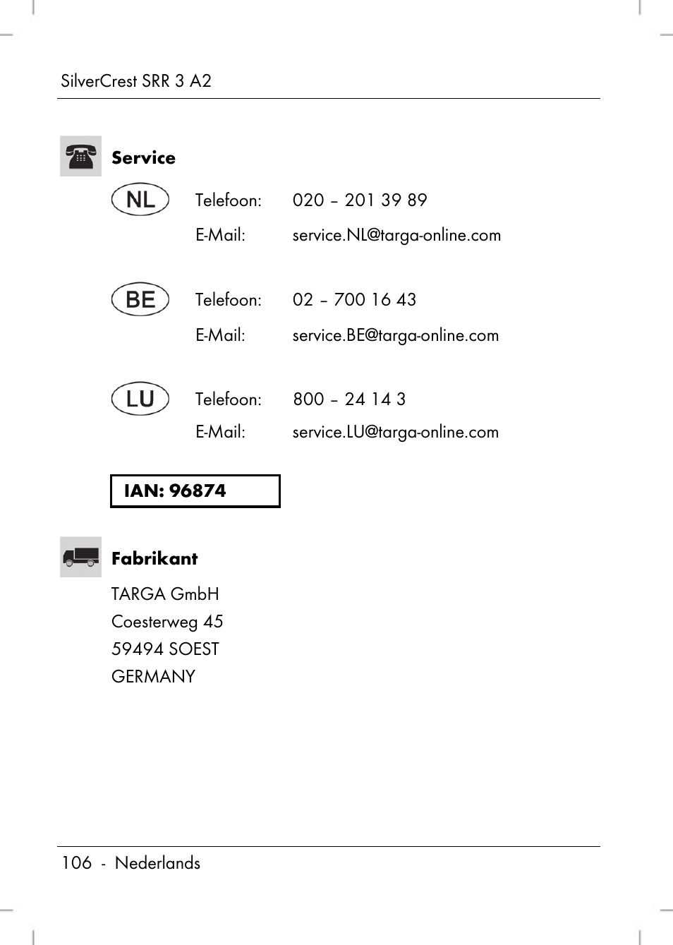 Silvercrest SRR 2 A2 User Manual | Page 108 / 130