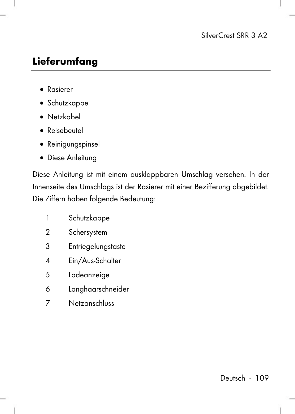 Lieferumfang | Silvercrest SRR 2 A2 User Manual | Page 111 / 130