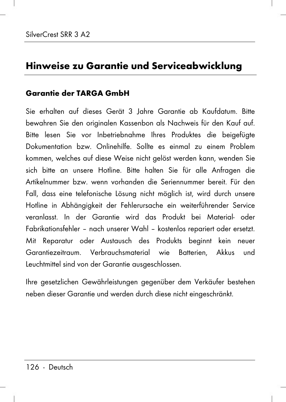 Hinweise zu garantie und serviceabwicklung | Silvercrest SRR 2 A2 User Manual | Page 128 / 130