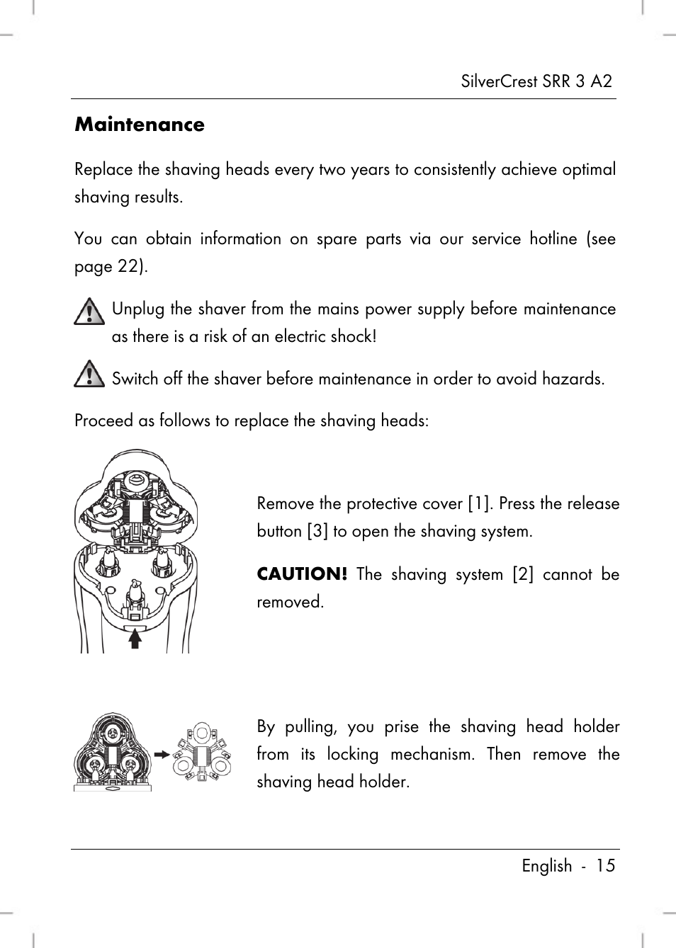 Maintenance | Silvercrest SRR 2 A2 User Manual | Page 17 / 130