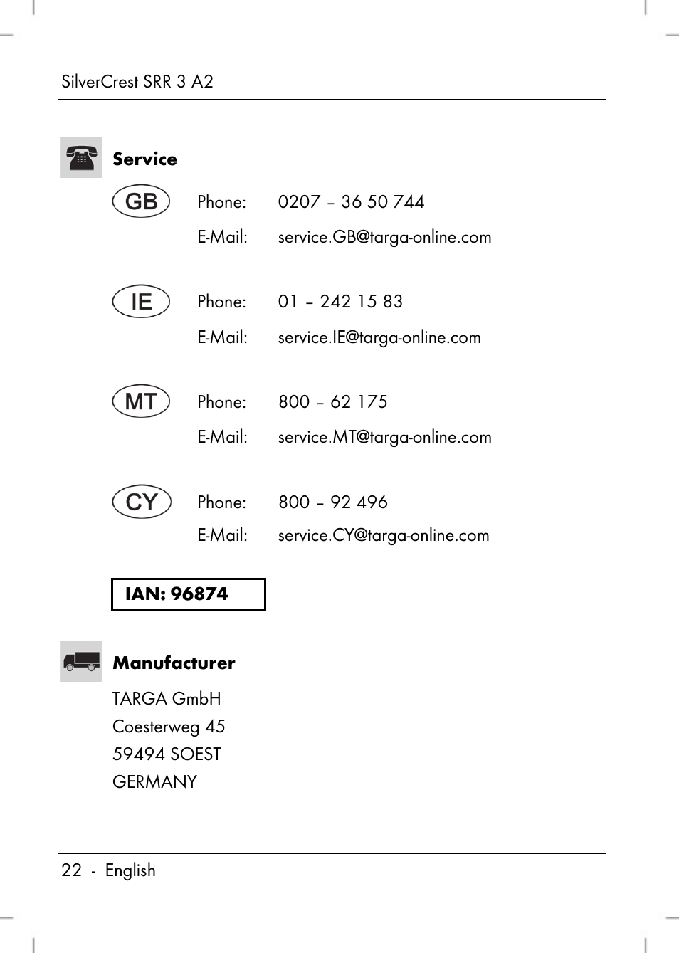 Silvercrest SRR 2 A2 User Manual | Page 24 / 130