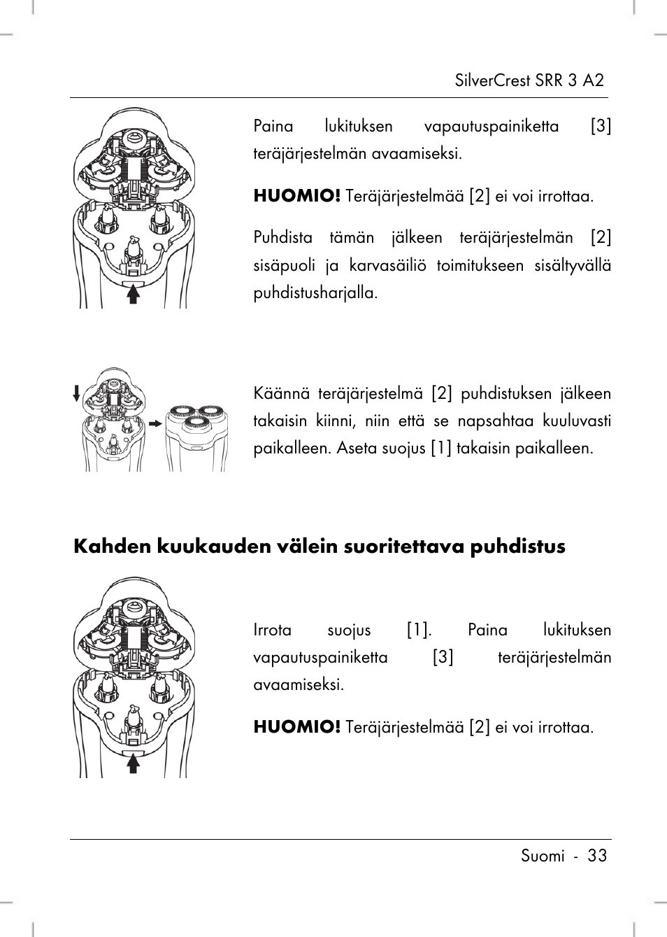 Kahden kuukauden välein suoritettava puhdistus | Silvercrest SRR 2 A2 User Manual | Page 35 / 130
