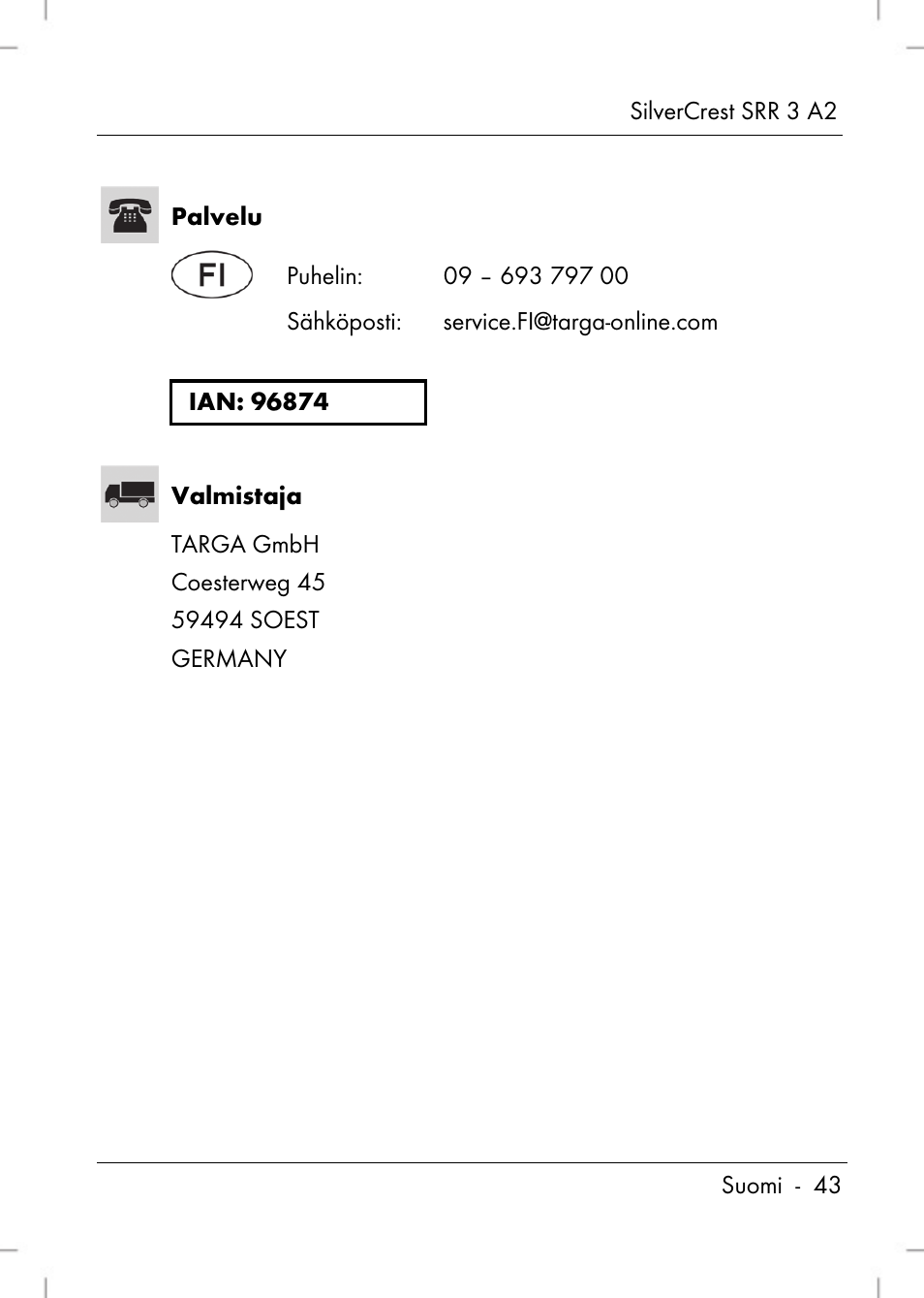 Silvercrest SRR 2 A2 User Manual | Page 45 / 130