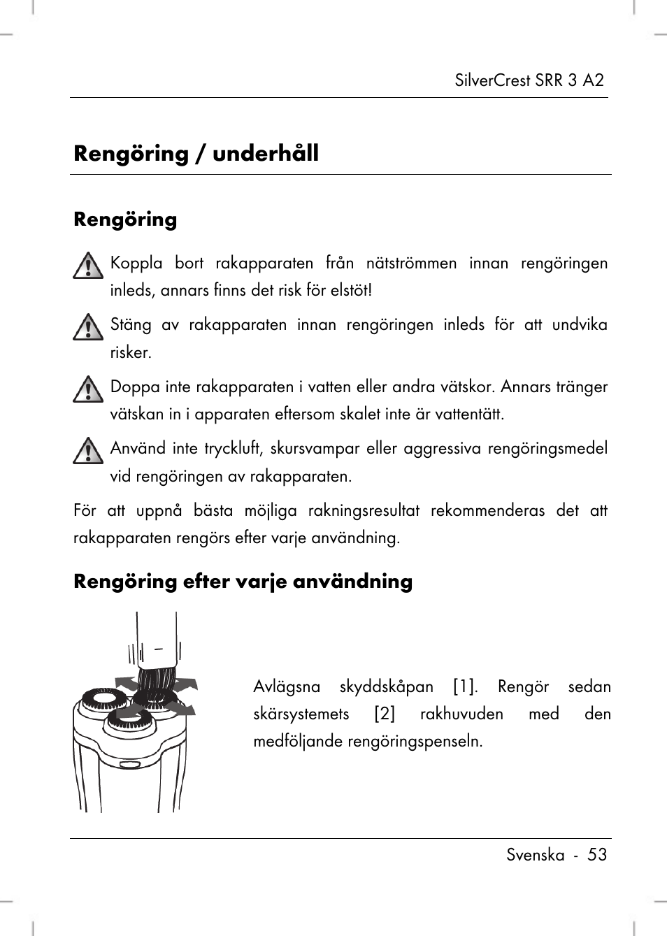 Rengöring / underhåll | Silvercrest SRR 2 A2 User Manual | Page 55 / 130