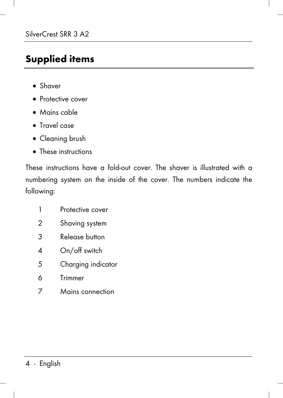 Supplied items | Silvercrest SRR 2 A2 User Manual | Page 6 / 130