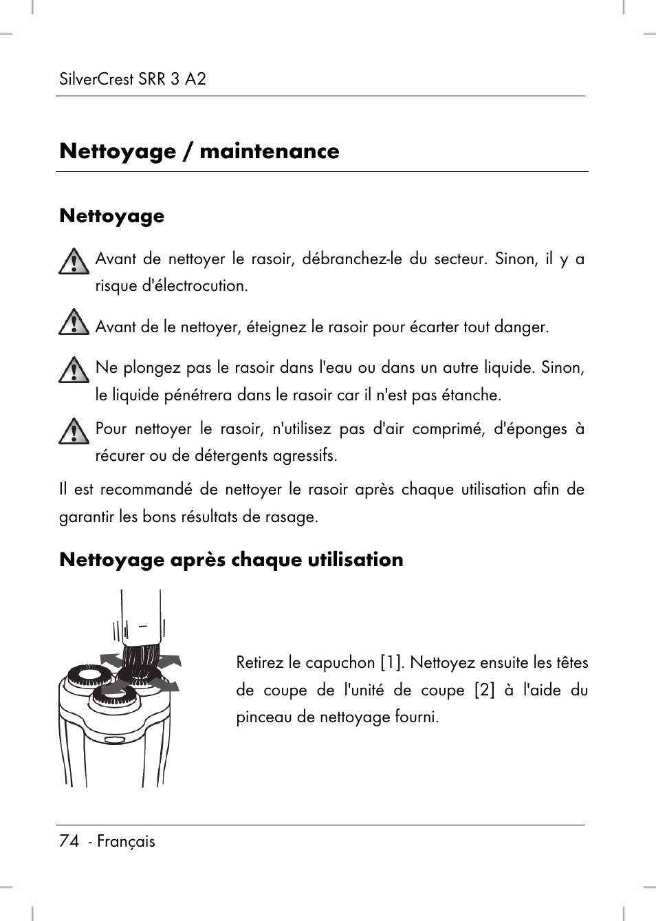 Nettoyage / maintenance | Silvercrest SRR 2 A2 User Manual | Page 76 / 130