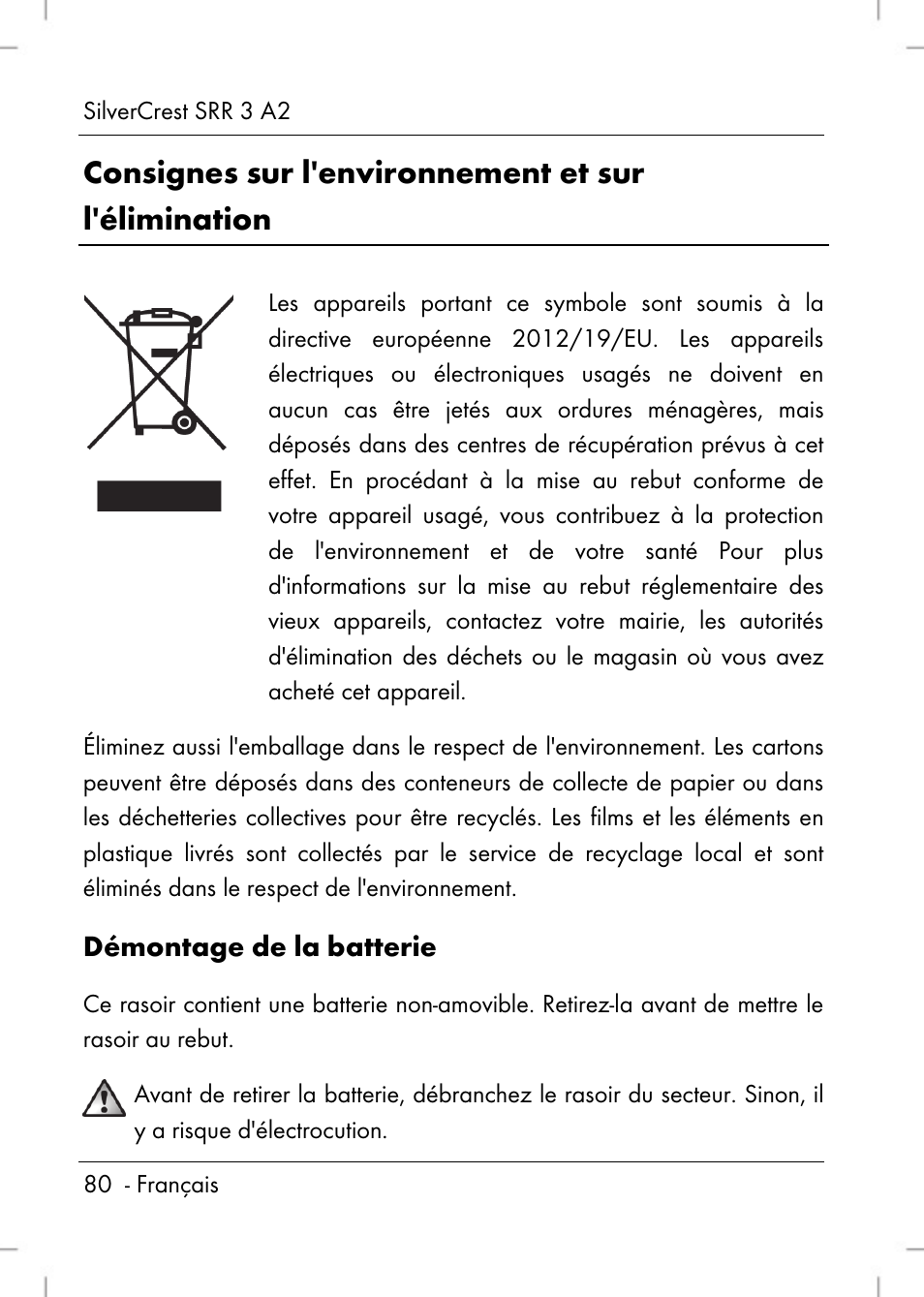 Consignes sur l'environnement et sur l'élimination | Silvercrest SRR 2 A2 User Manual | Page 82 / 130