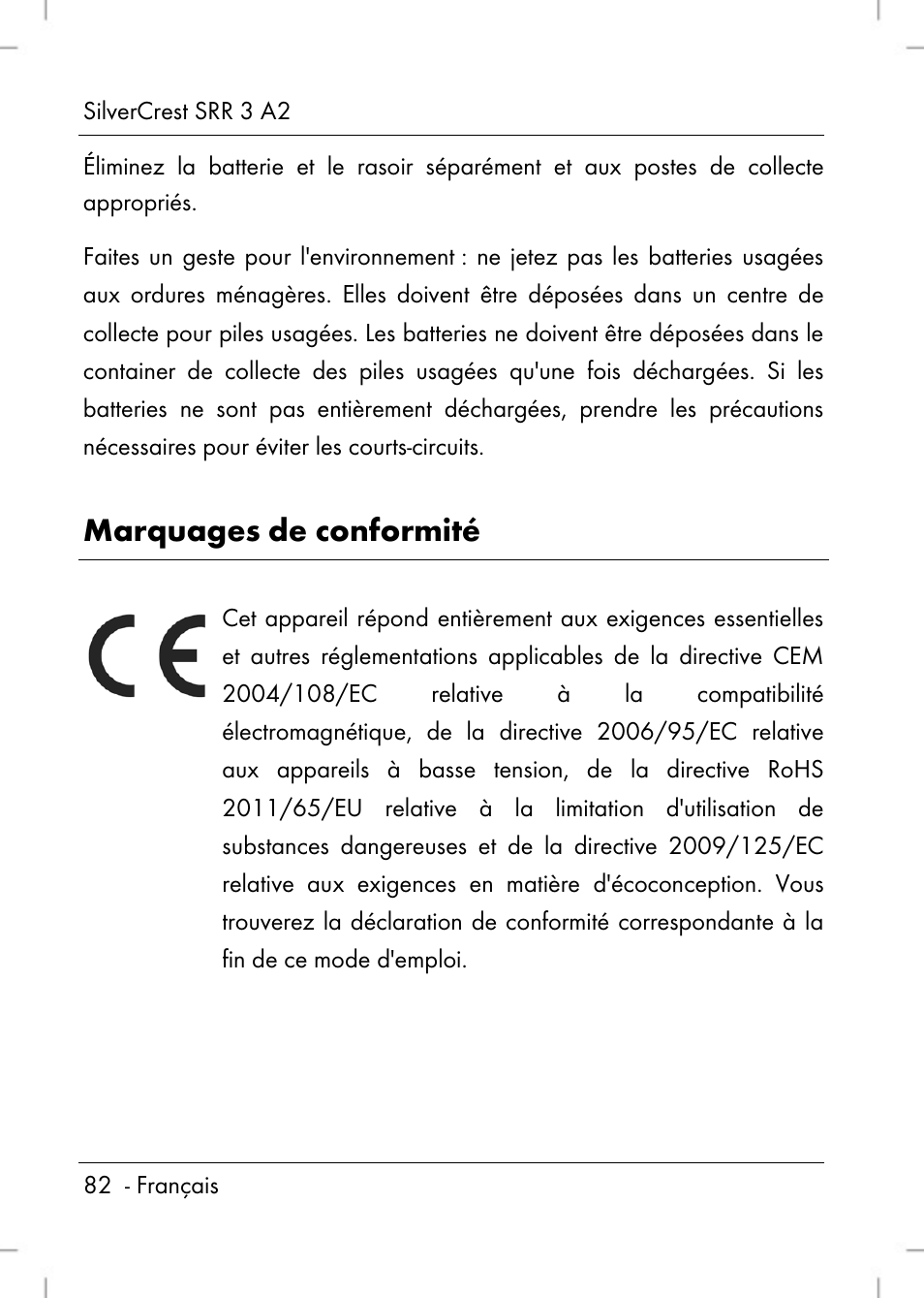 Marquages de conformité | Silvercrest SRR 2 A2 User Manual | Page 84 / 130